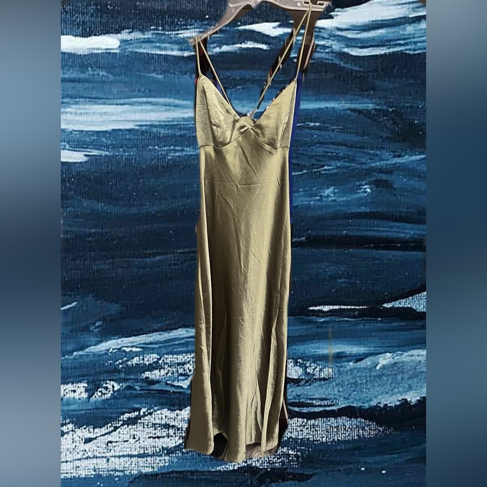Parallel Lines satin cut-out back midi dress